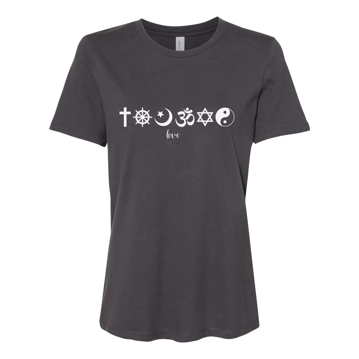 One Love Women's Relaxed Fit Tee – Religious Symbols for Peace, Love, and Harmony