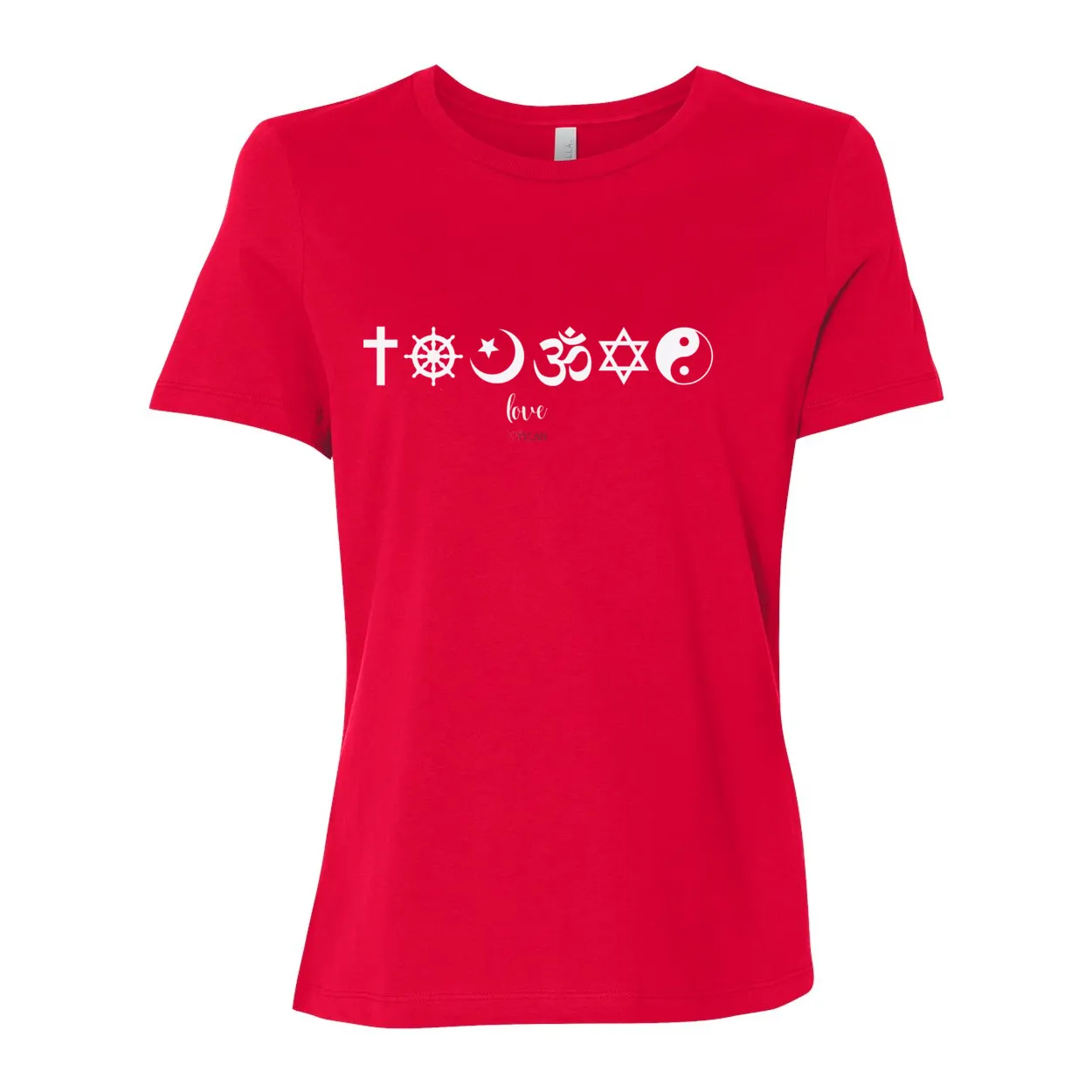 One Love Women's Relaxed Fit Tee – Religious Symbols for Peace, Love, and Harmony