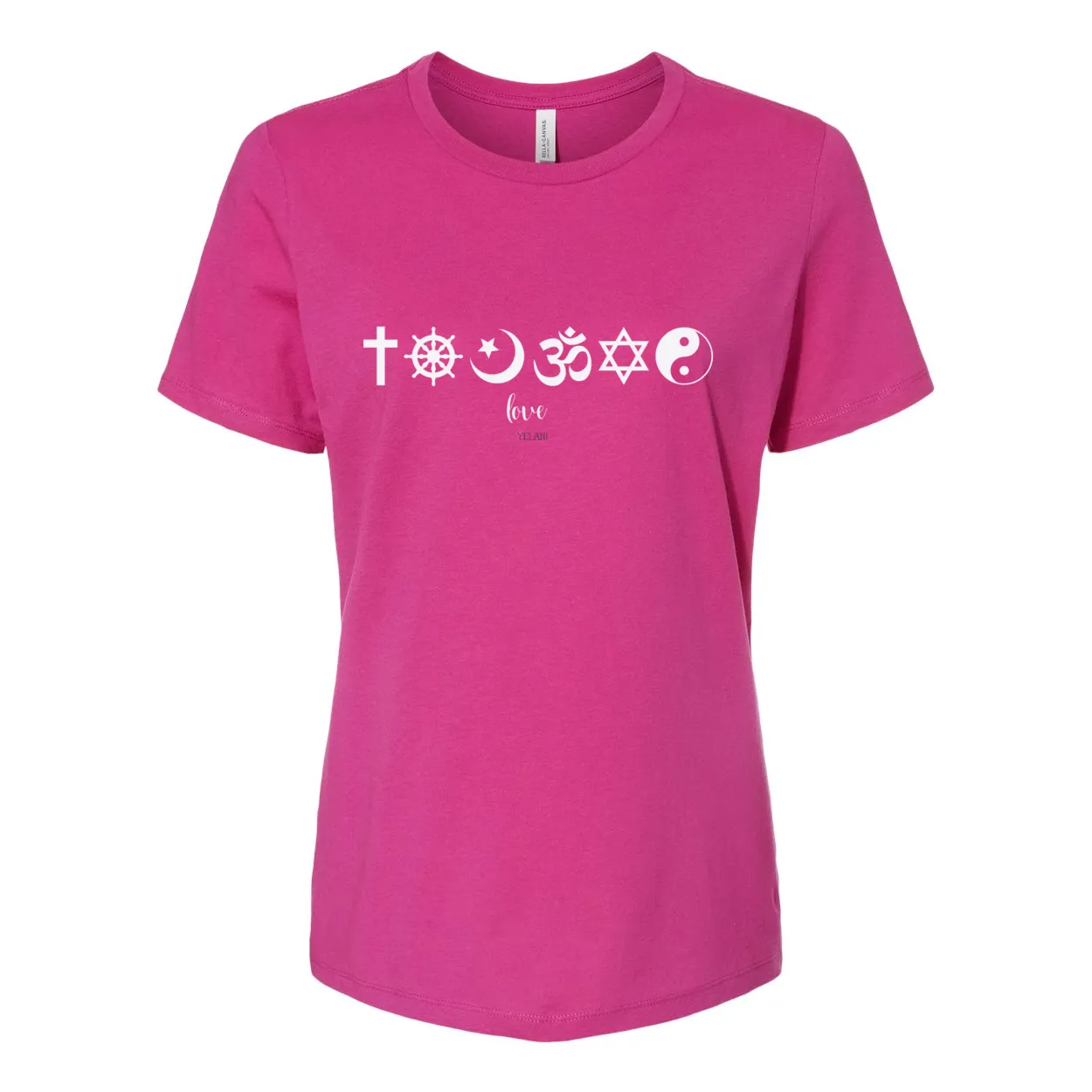 One Love Women's Relaxed Fit Tee – Religious Symbols for Peace, Love, and Harmony