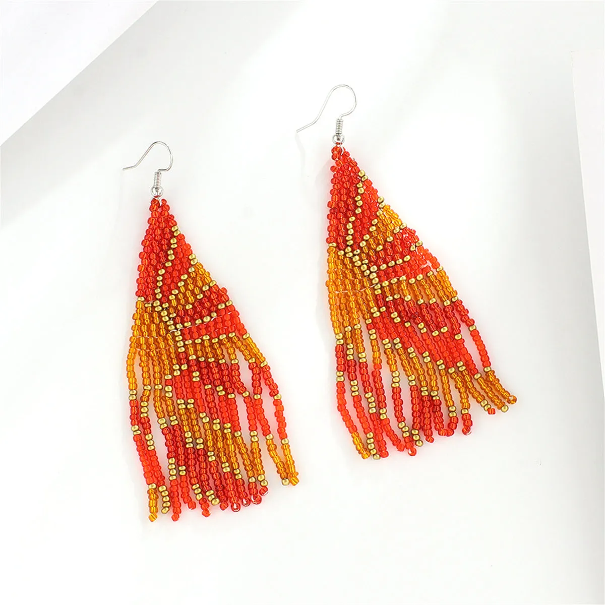 Orange & Pink Sunset Beaded Drop Earrings
