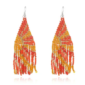 Orange & Pink Sunset Beaded Drop Earrings