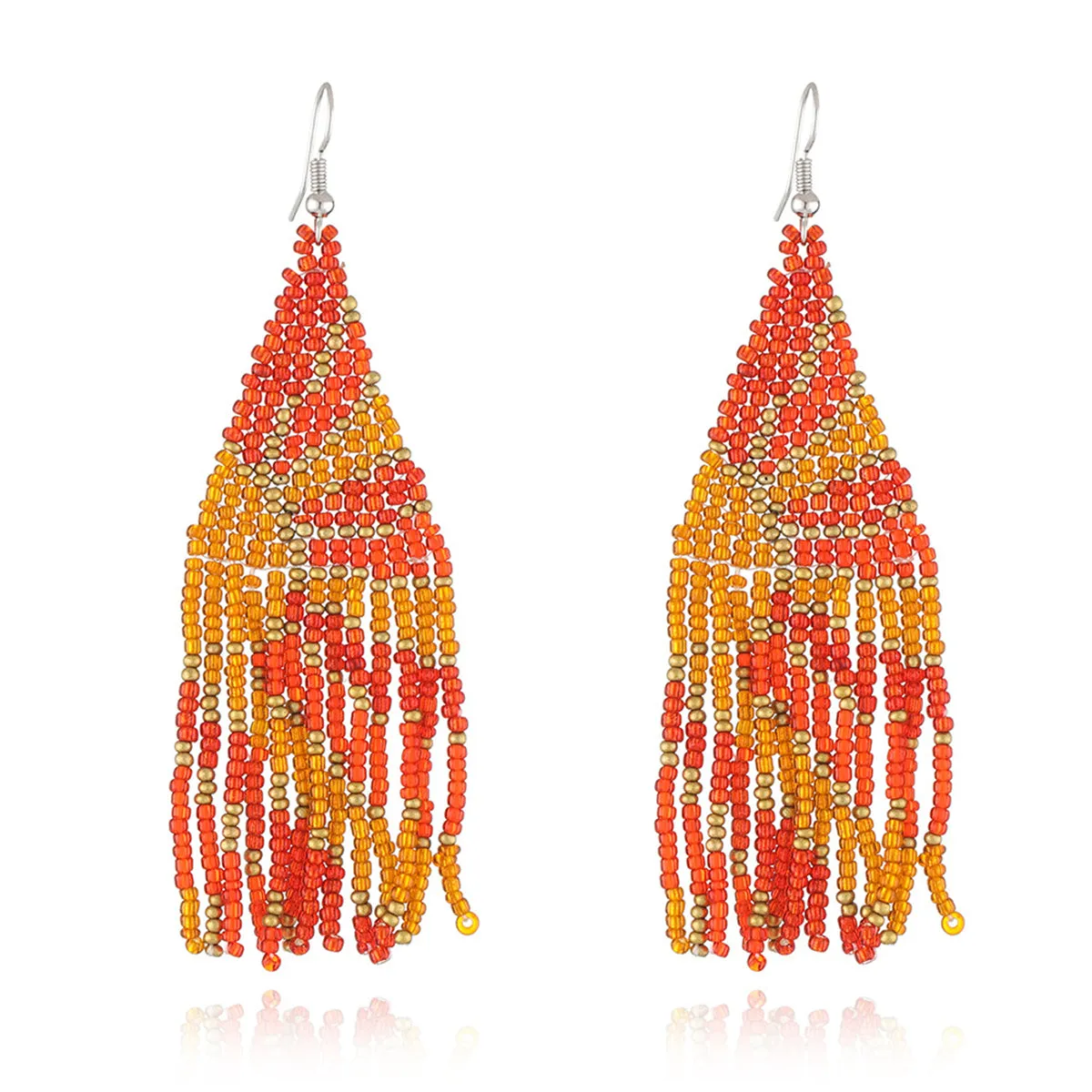 Orange & Pink Sunset Beaded Drop Earrings