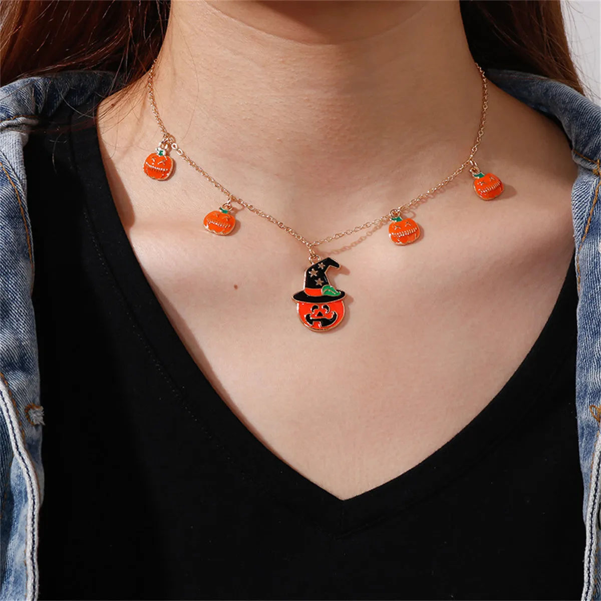 Orange Enamel & 18K Gold-Plated Pumpkin Pendant Necklace