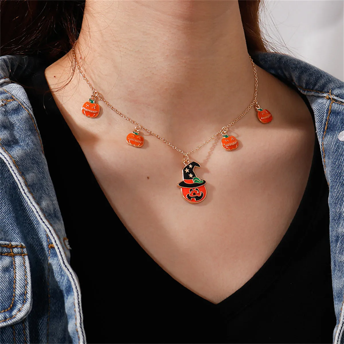 Orange Enamel & 18K Gold-Plated Pumpkin Pendant Necklace