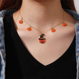Orange Enamel & 18K Gold-Plated Pumpkin Pendant Necklace