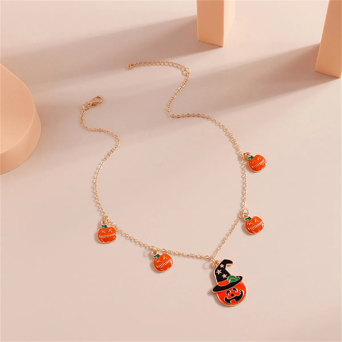 Orange Enamel & 18K Gold-Plated Pumpkin Pendant Necklace