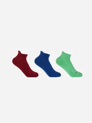 Organic Sport Women's Trainer Socks Bundle - Burgundy, Blue & Green