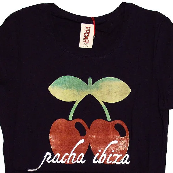 Pacha Watercolour Cherry Women's Black T-Shirt