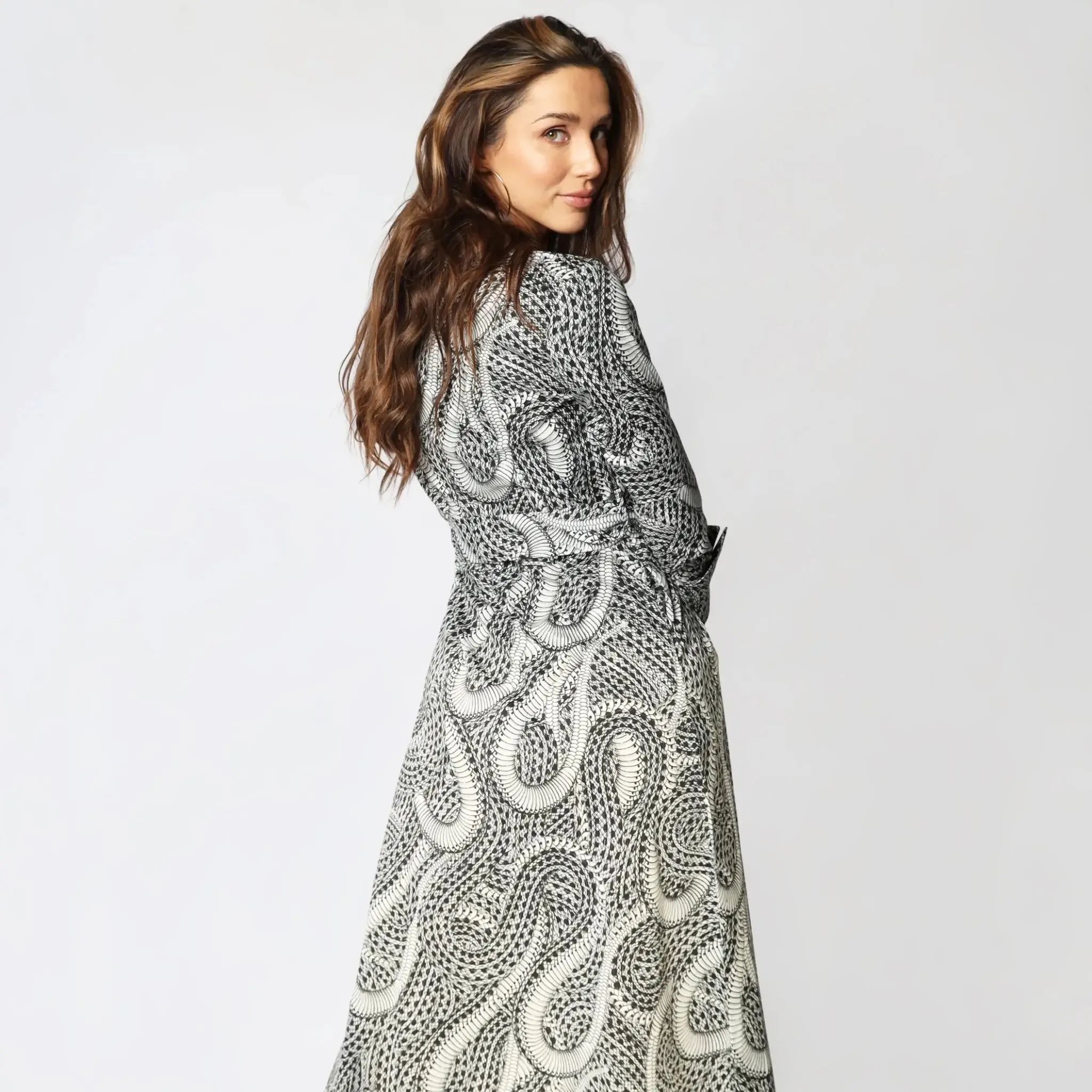 Paisley Print Italian Belted Button-Down Women's Maxi Dress