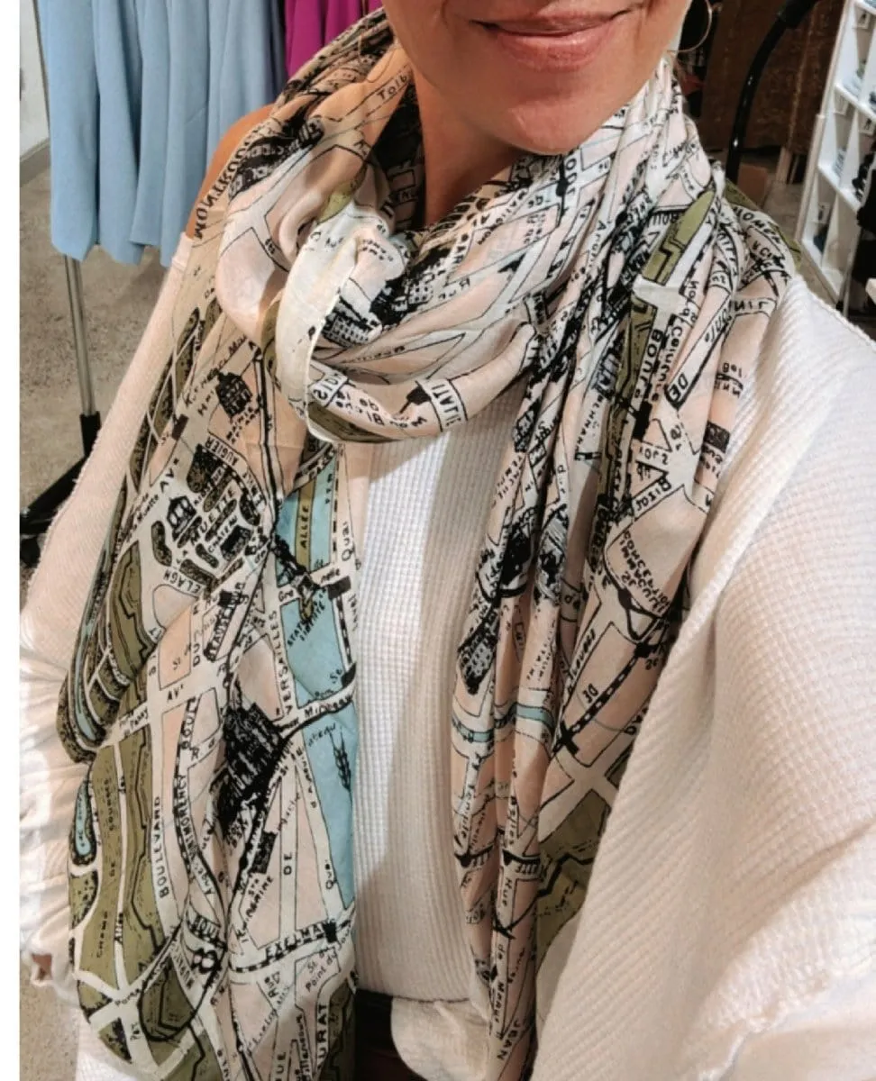 Paris Map Scarf