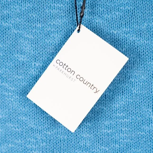 Parkhurst Canada 100% Cotton Open Knit Sweater Blue Womens SZ SMALL Cozy Coastal