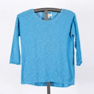 Parkhurst Canada 100% Cotton Open Knit Sweater Blue Womens SZ SMALL Cozy Coastal