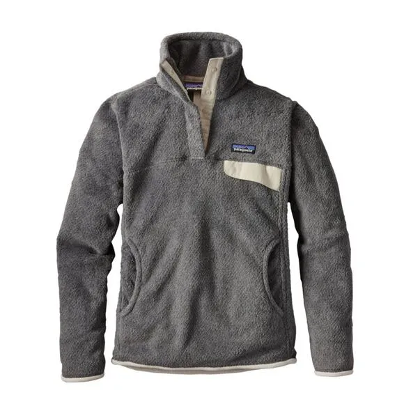 Patagonia Women's Re-Tool Snap-T Pullover Feather Gray Fleece Sweater Size Small