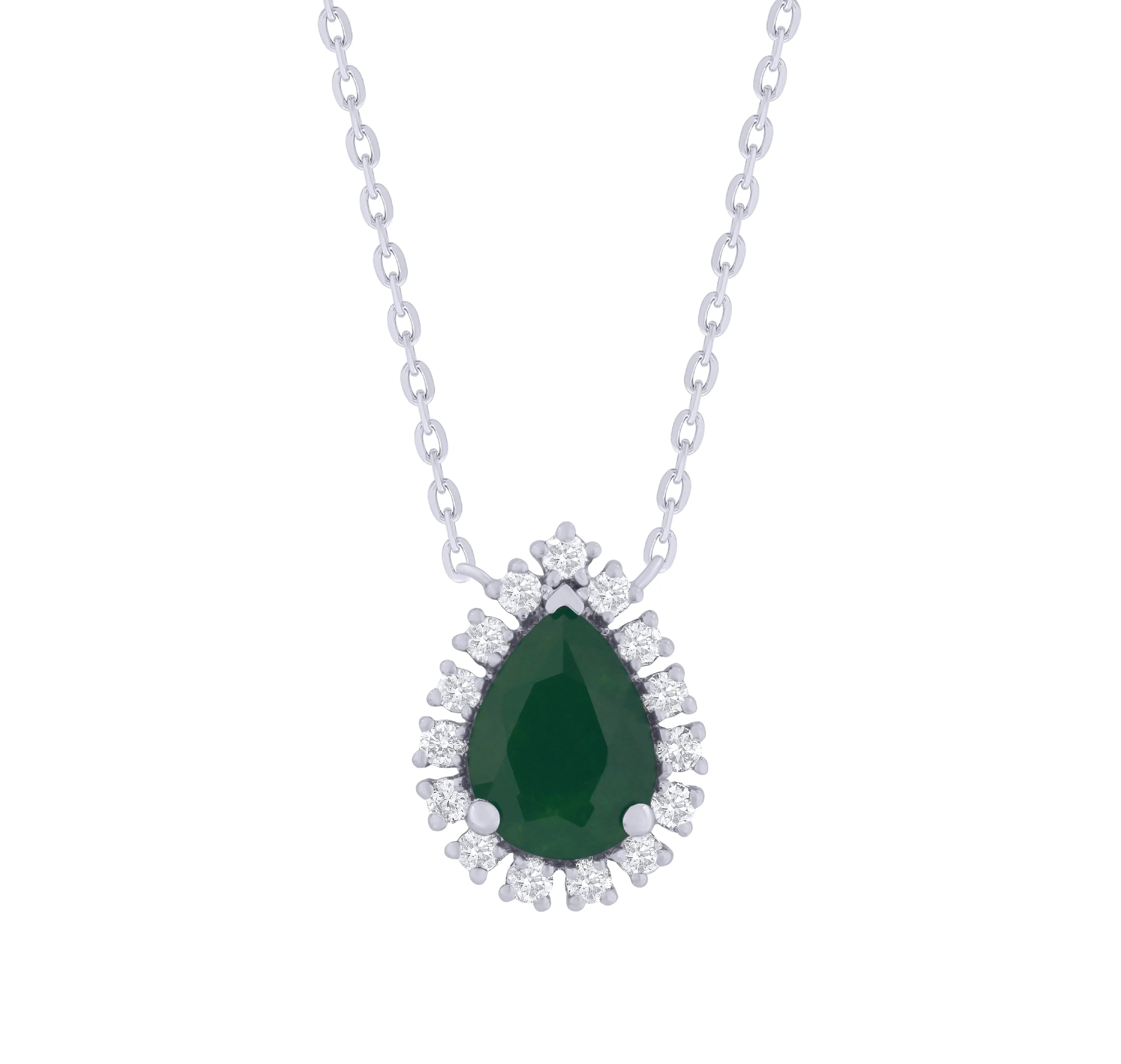 Pear Shape Color Stone with Diamonds Necklace