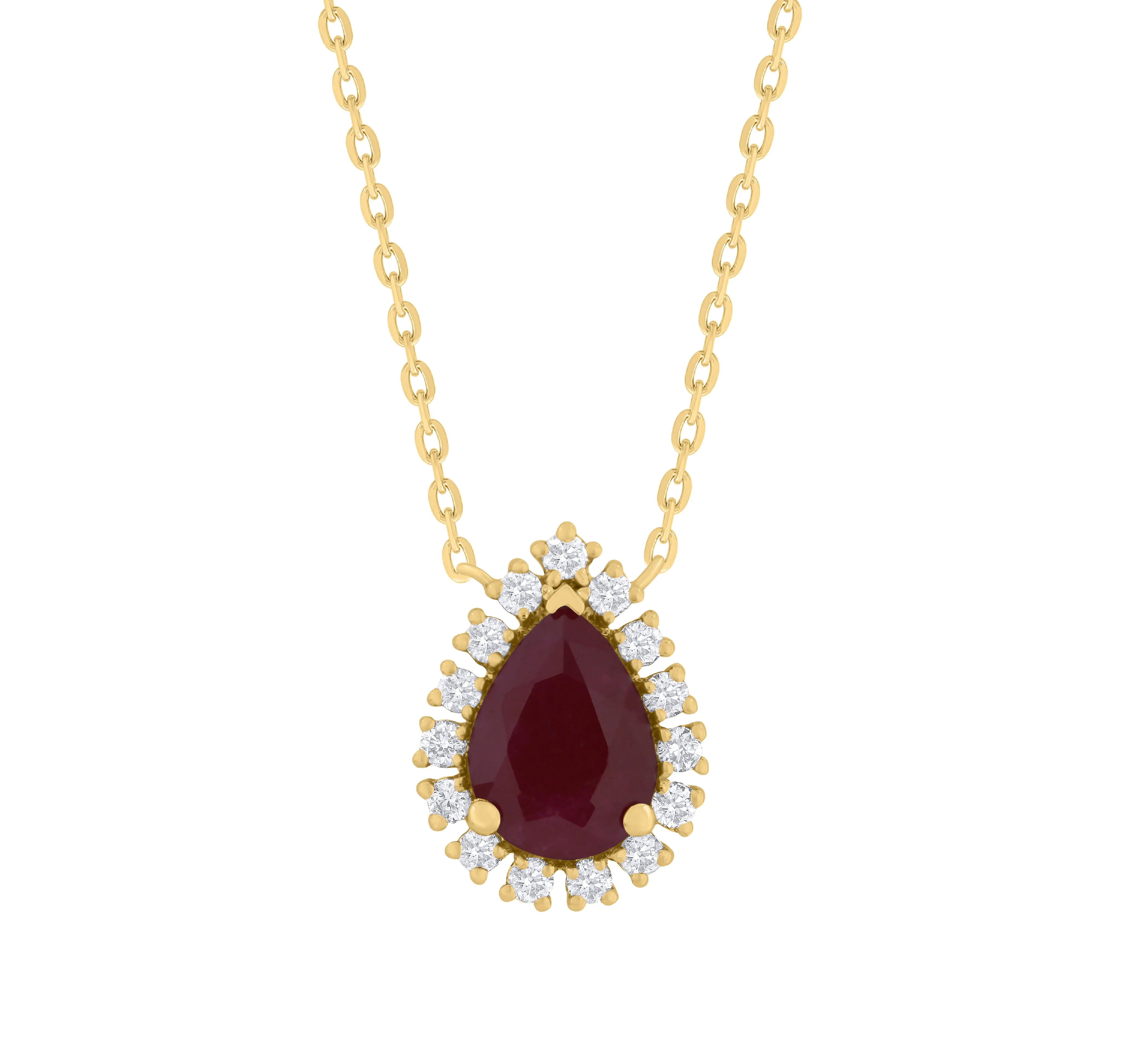 Pear Shape Color Stone with Diamonds Necklace