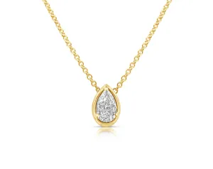 Pear-Shaped Single Solitaire Diamond Necklace - Yellow Gold