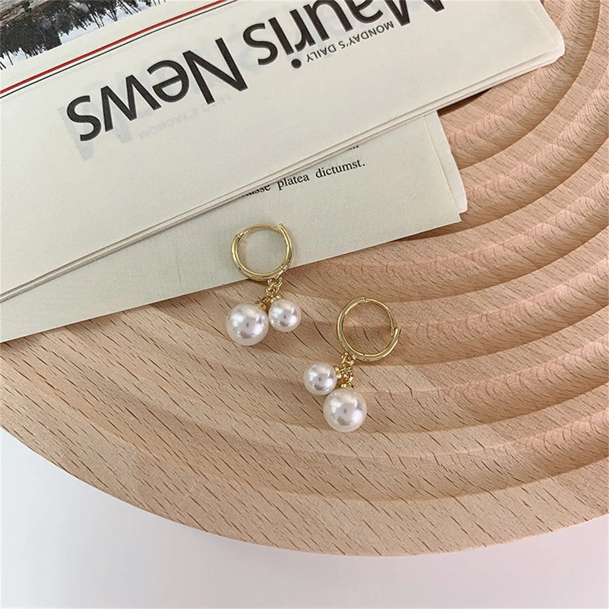 Pearl & 18K Gold-Plated Double Charm Drop Earrings