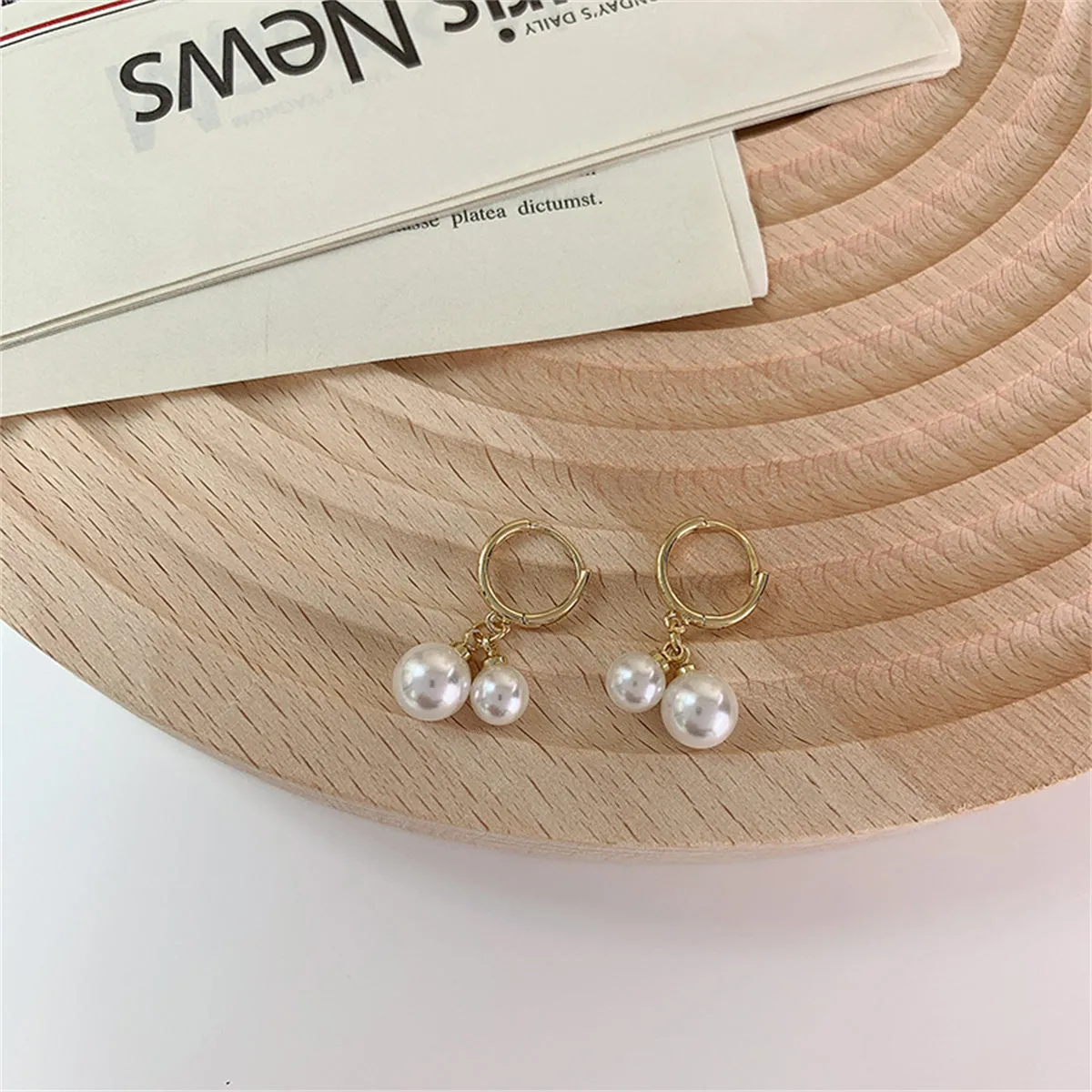 Pearl & 18K Gold-Plated Double Charm Drop Earrings