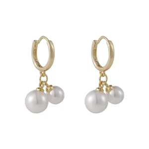 Pearl & 18K Gold-Plated Double Charm Drop Earrings