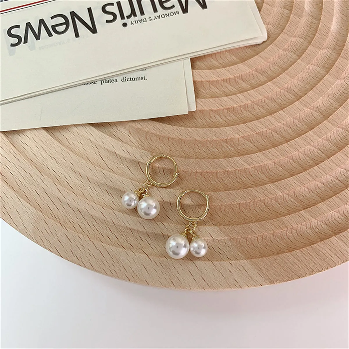 Pearl & 18K Gold-Plated Double Charm Drop Earrings