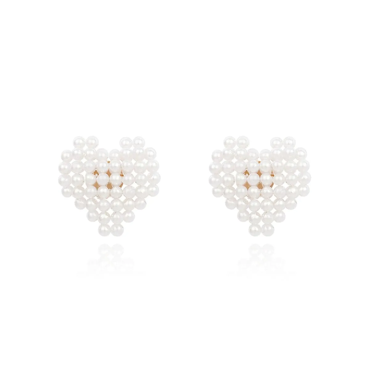 Pearl & 18K Gold-Plated Heart Stud Earrings