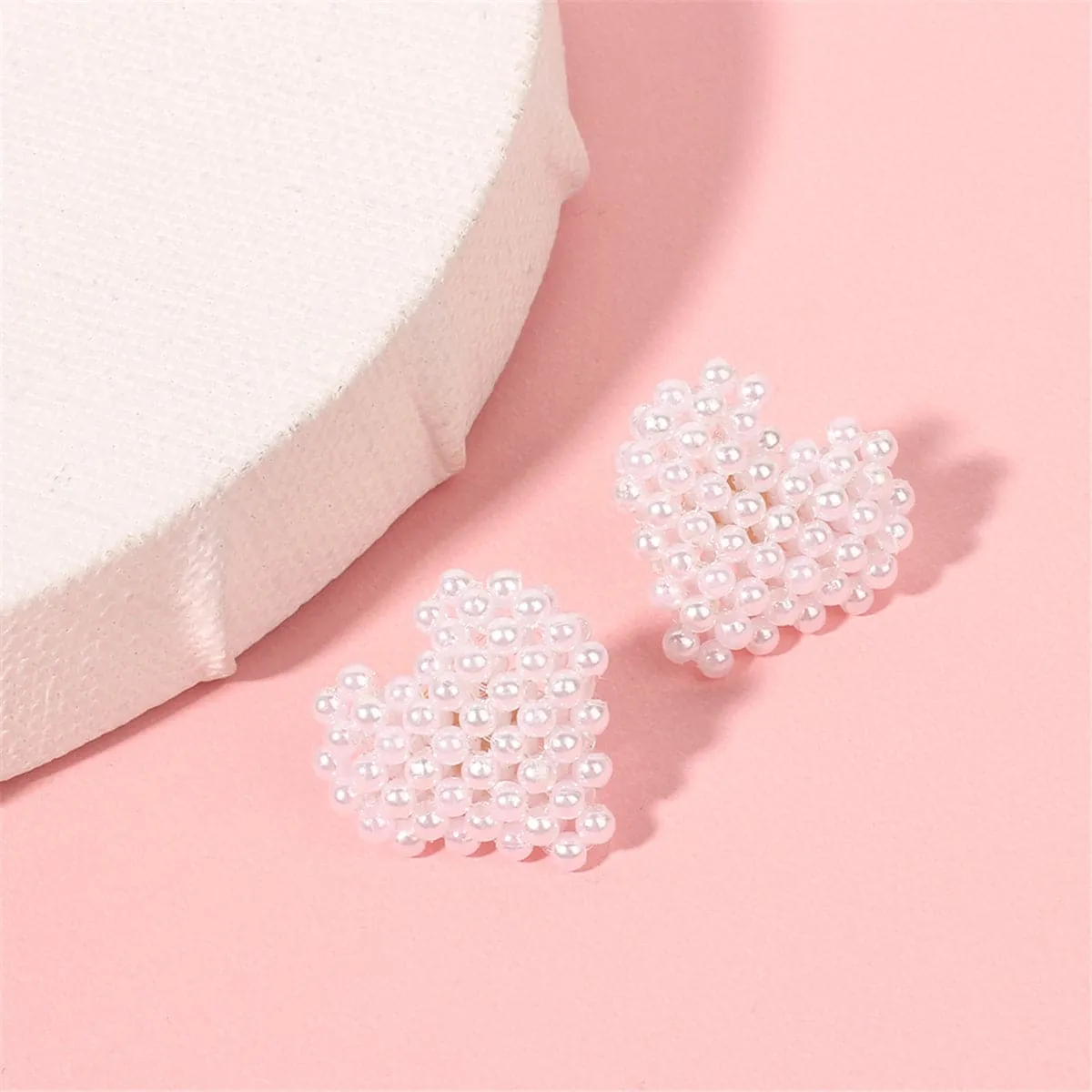 Pearl & 18K Gold-Plated Heart Stud Earrings
