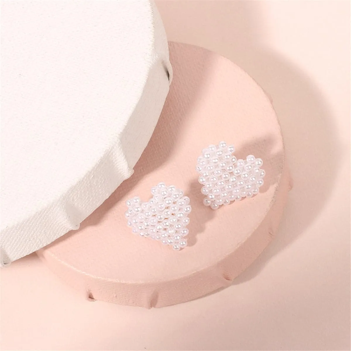 Pearl & 18K Gold-Plated Heart Stud Earrings