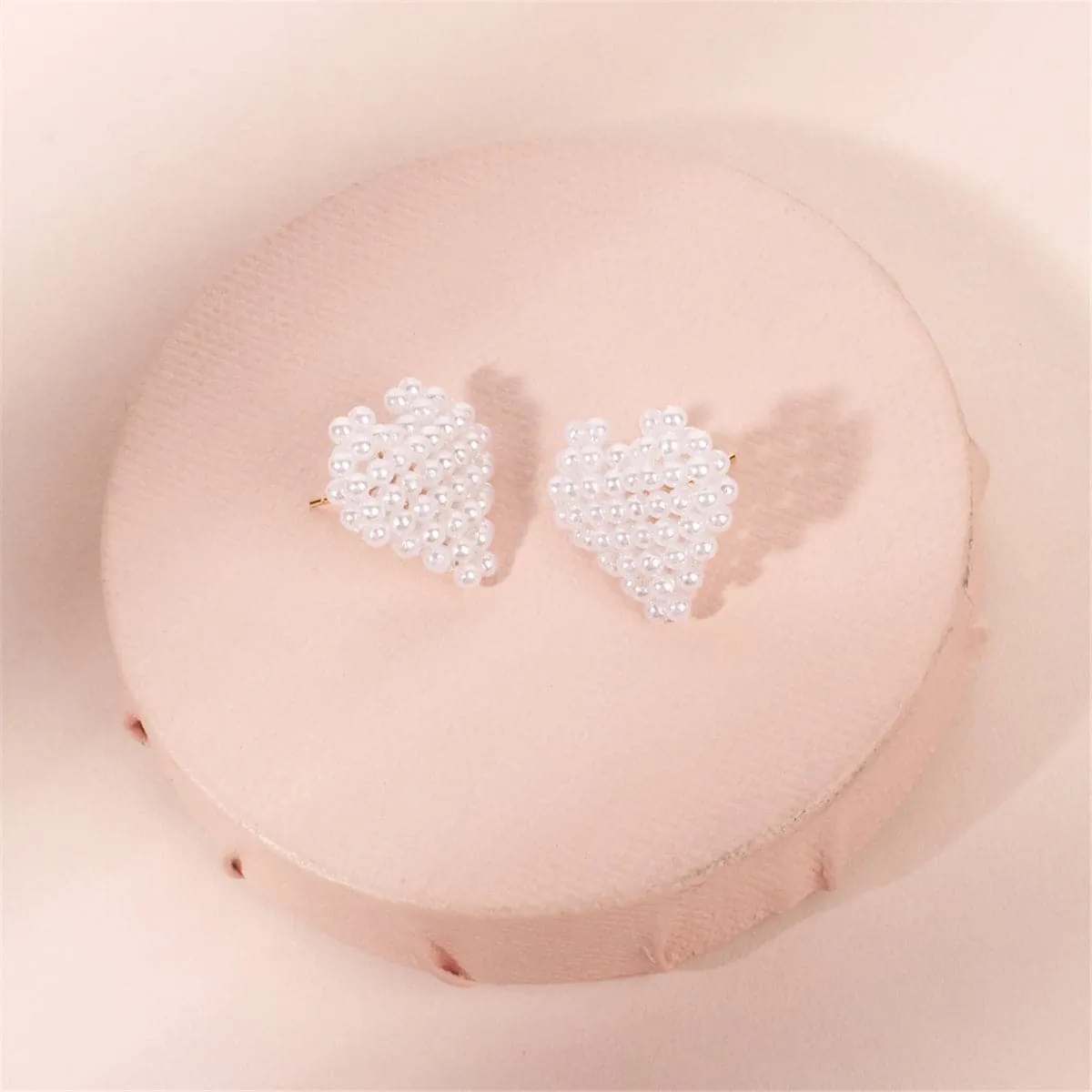 Pearl & 18K Gold-Plated Heart Stud Earrings