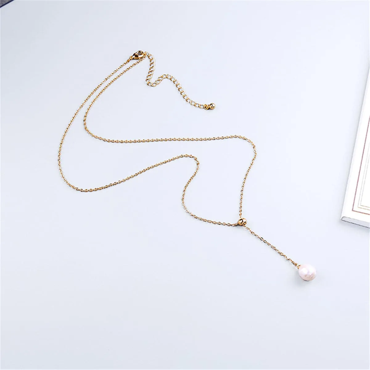 Pearl & 18K Gold-Plated Lariat Necklace