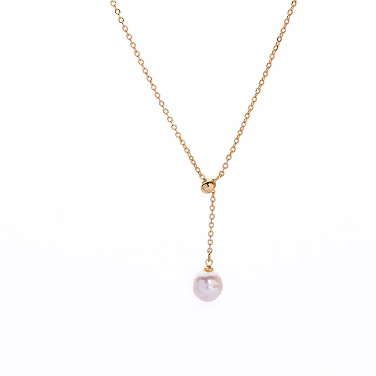 Pearl & 18K Gold-Plated Lariat Necklace