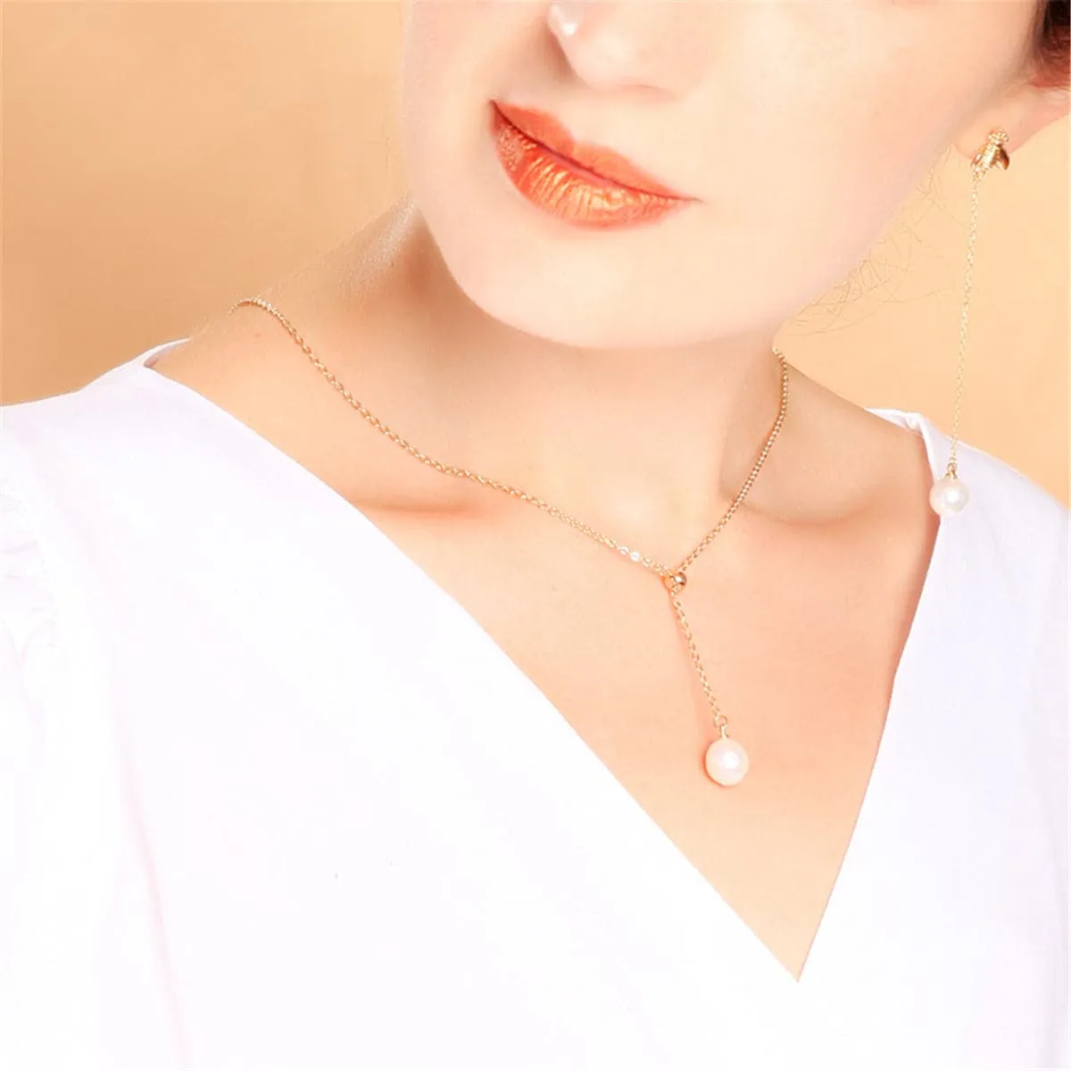 Pearl & 18K Gold-Plated Lariat Necklace