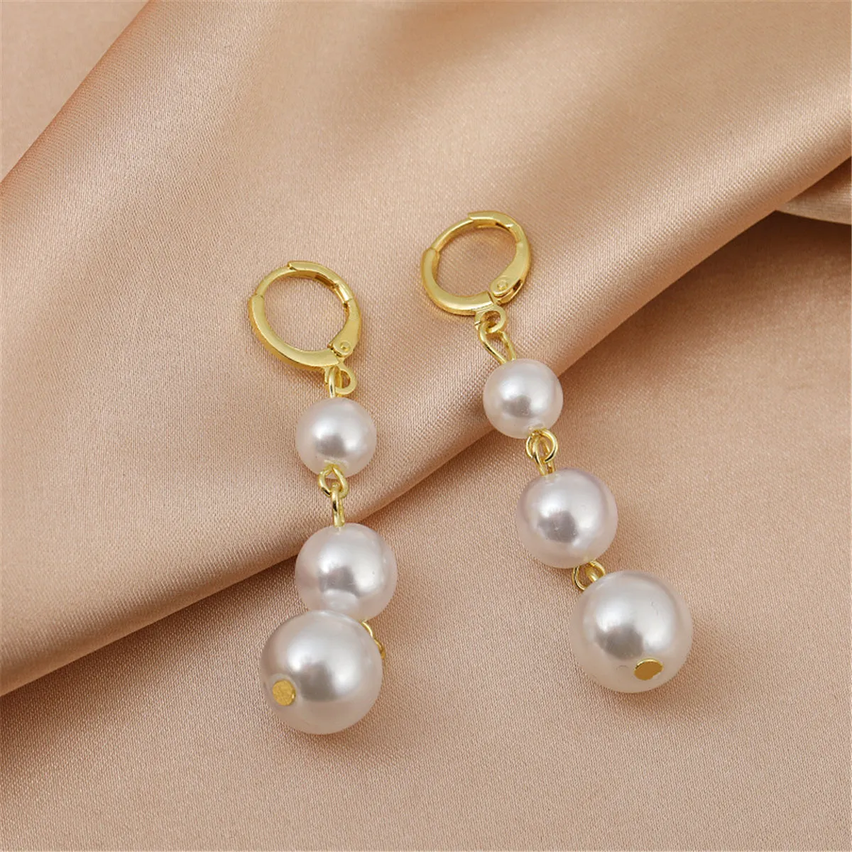 Pearl & 18K Gold-Plated Linked-Bead Drop Earrings