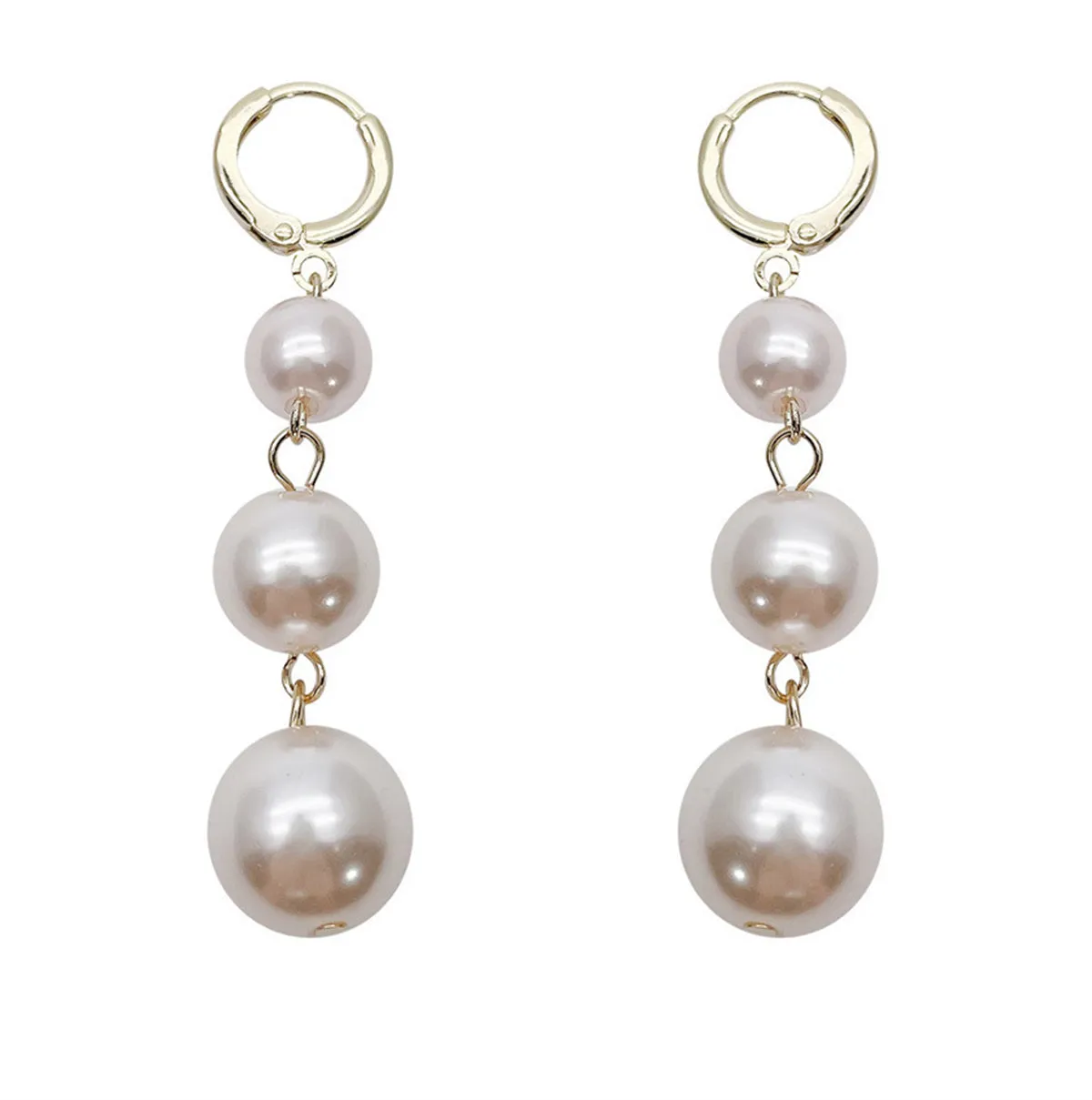 Pearl & 18K Gold-Plated Linked-Bead Drop Earrings