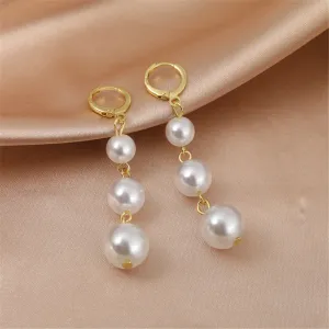Pearl & 18K Gold-Plated Linked-Bead Drop Earrings