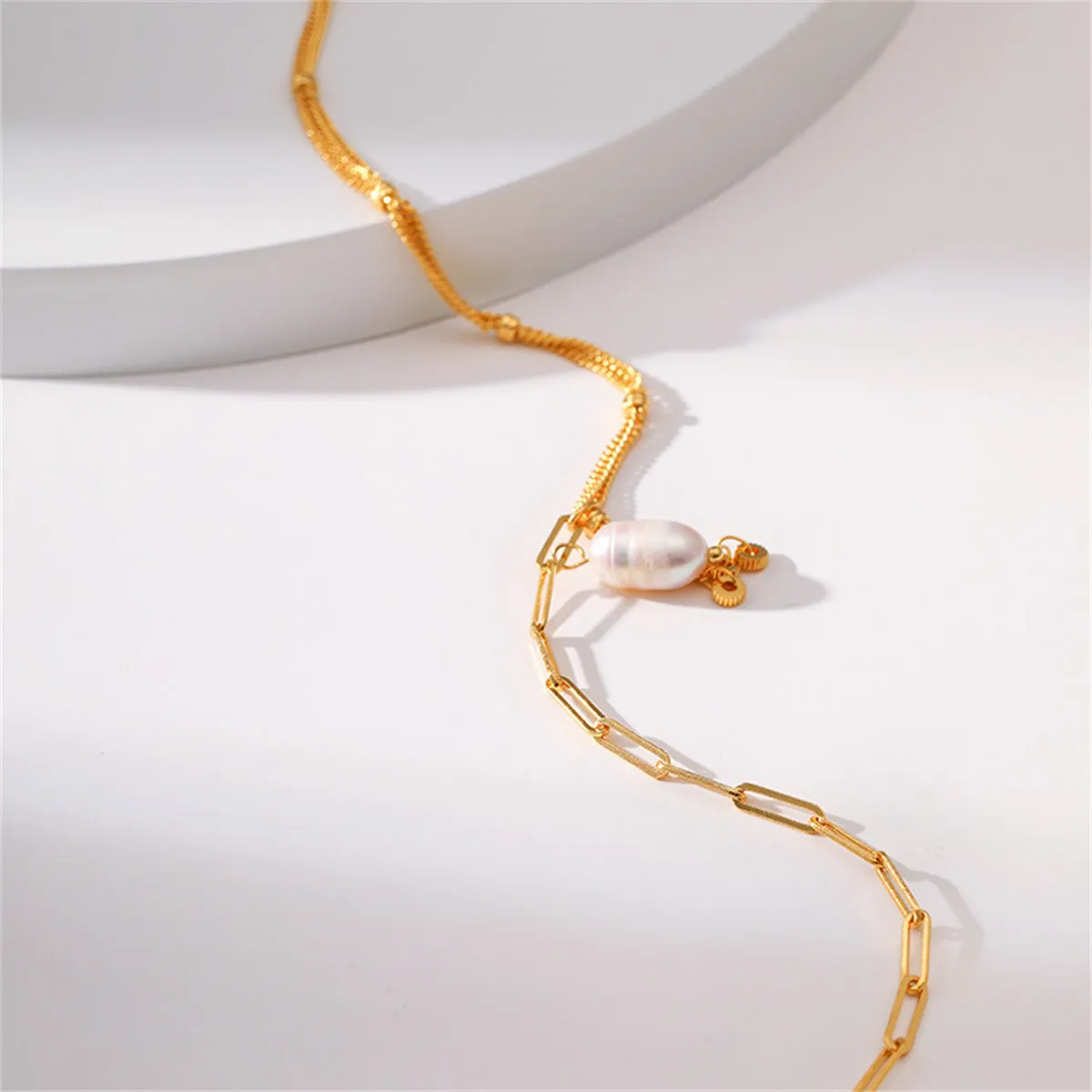 Pearl & 18K Gold-Plated Multi-Chain Pendant Necklace