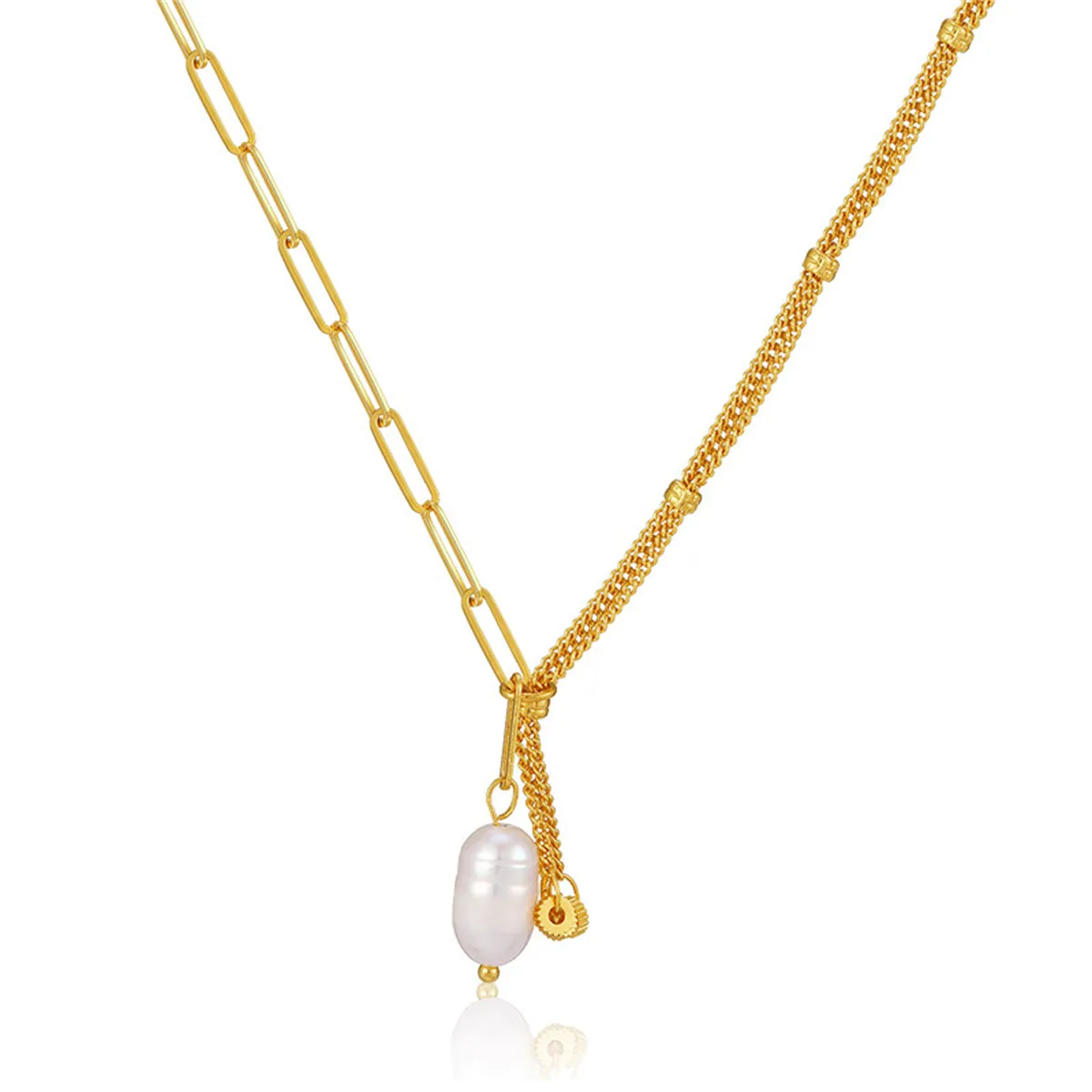 Pearl & 18K Gold-Plated Multi-Chain Pendant Necklace