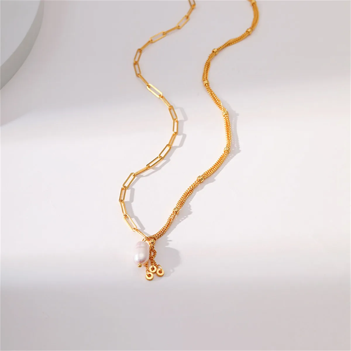 Pearl & 18K Gold-Plated Multi-Chain Pendant Necklace