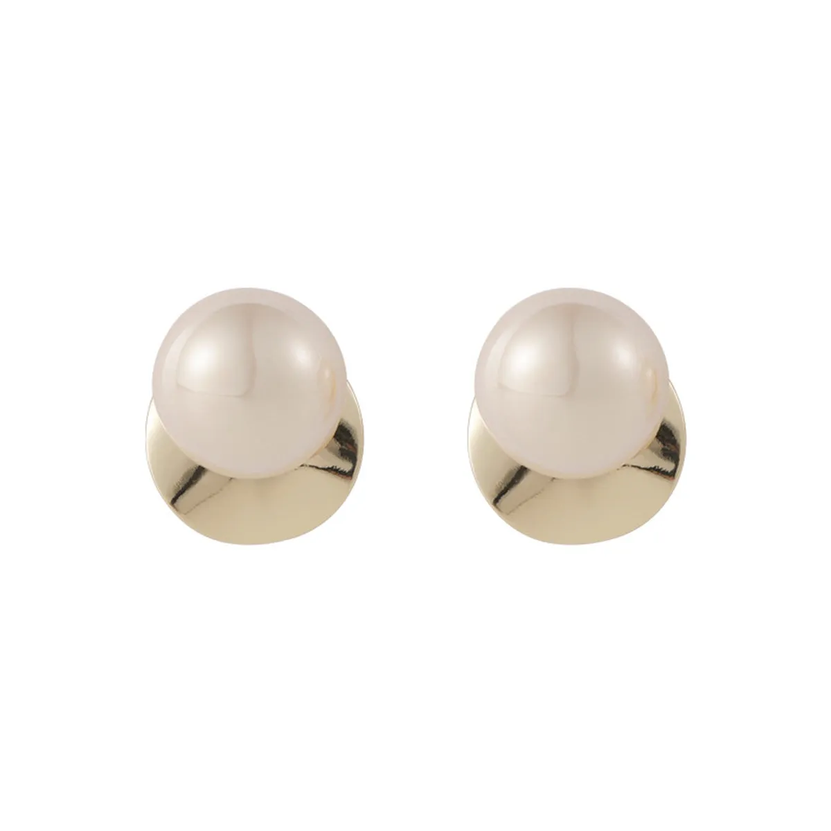 Pearl & 18K Gold-Plated Round Stud Earrings