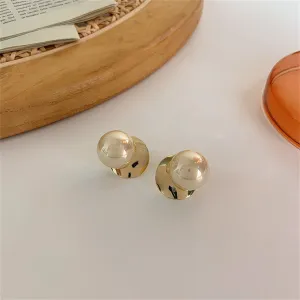 Pearl & 18K Gold-Plated Round Stud Earrings