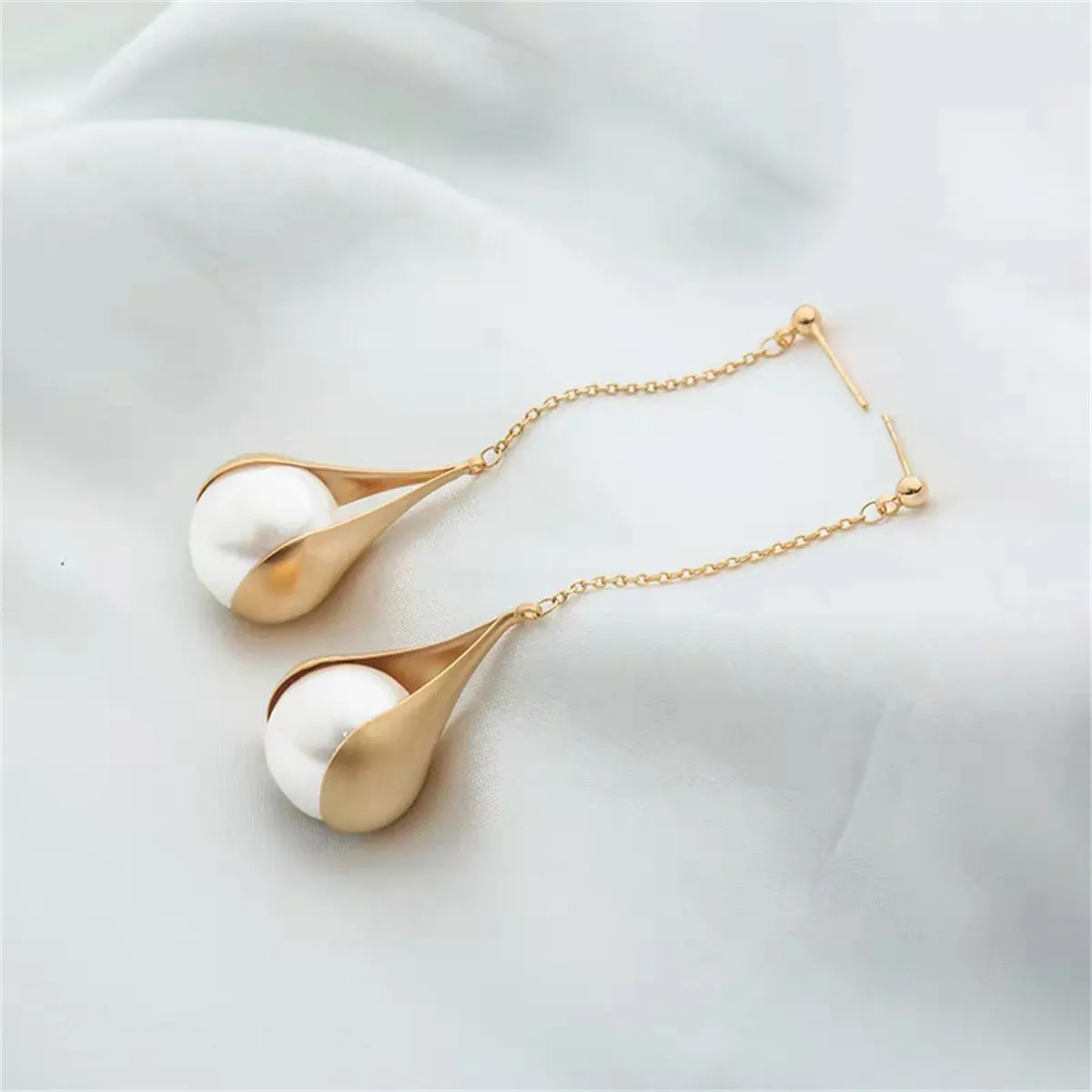 Pearl & 18K Gold-Plated Semi-Bezel Drop Earrings