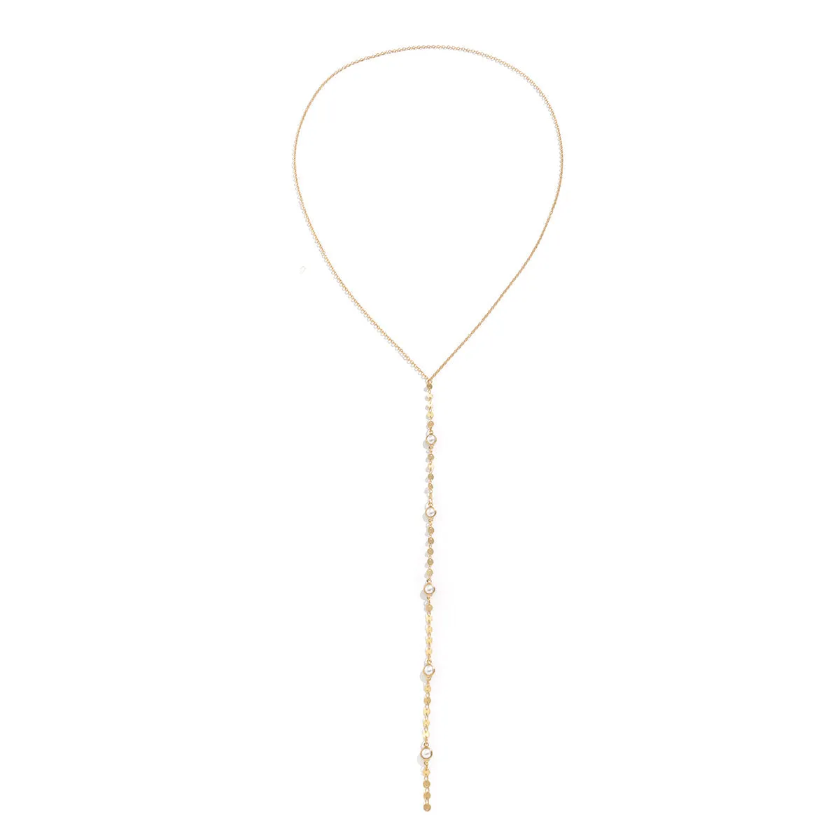 Pearl & 18K Gold-Plated Sequin Lariat Necklace