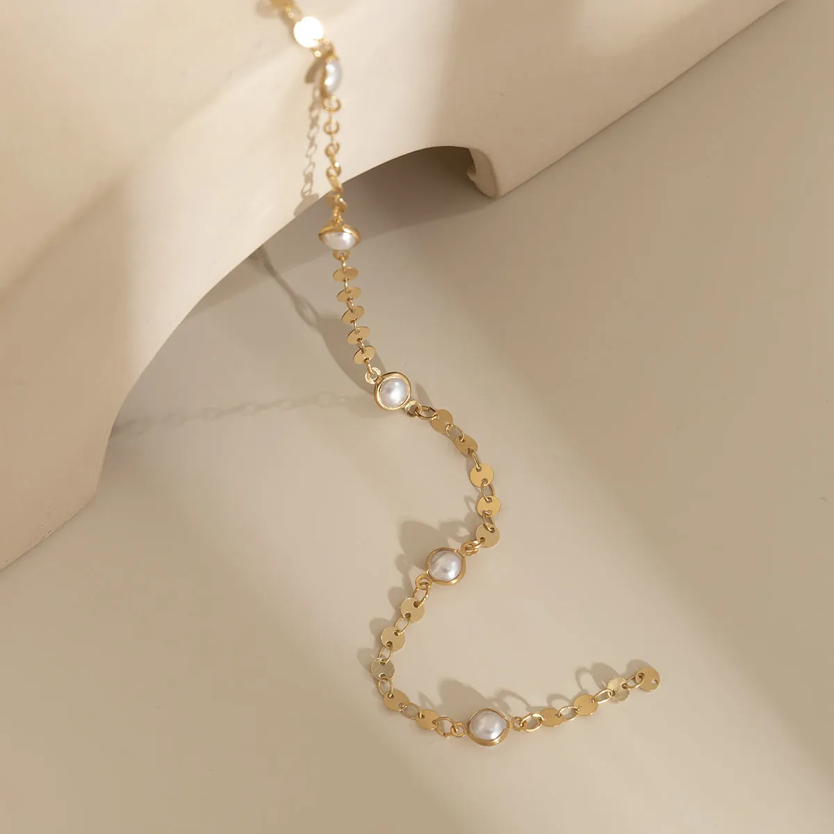 Pearl & 18K Gold-Plated Sequin Lariat Necklace