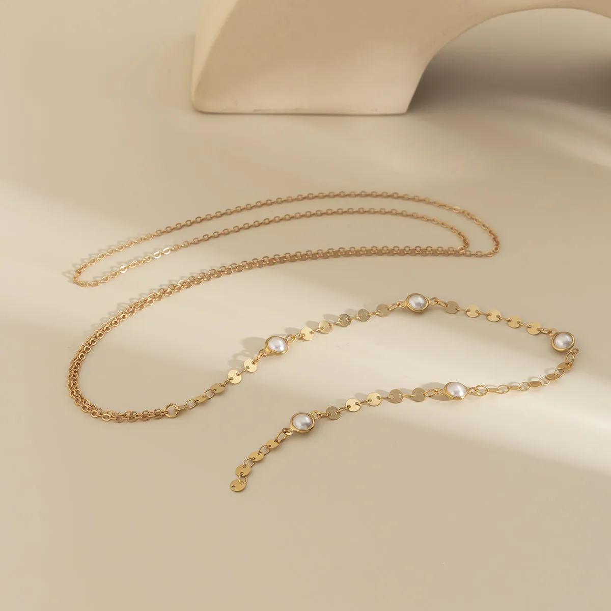 Pearl & 18K Gold-Plated Sequin Lariat Necklace