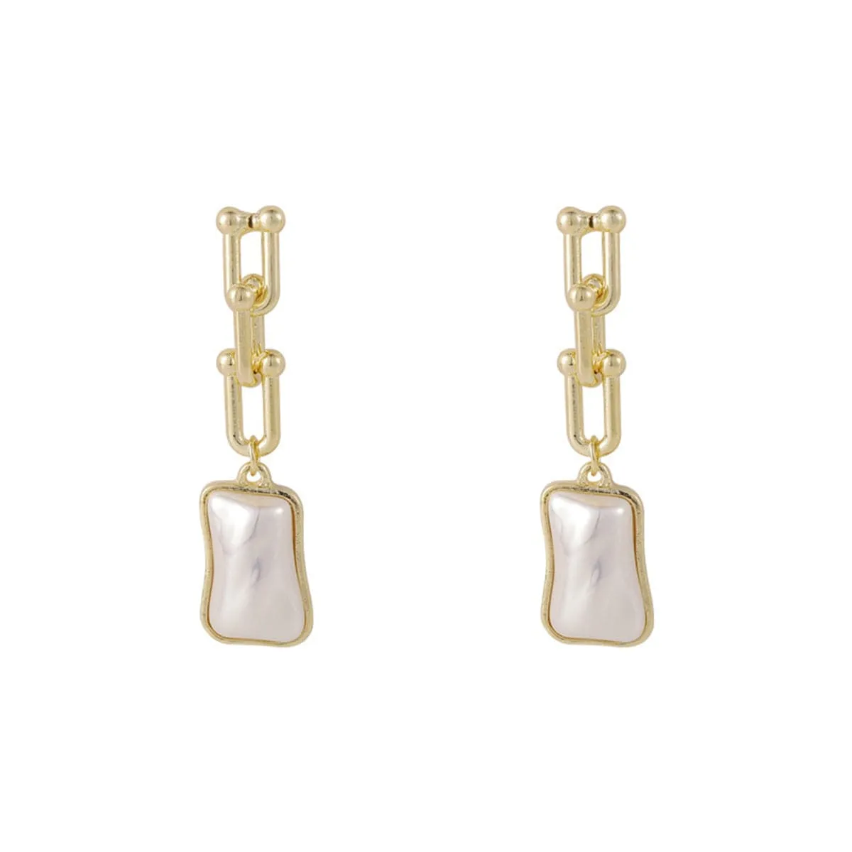 Pearl & 18K Gold-Plated Tiered Chain Vachette Irregular Drop Earrings