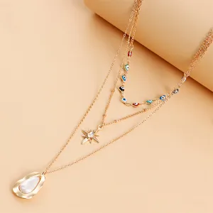 Pearl & Cubic Zirconia Star Pendant Layered Necklace