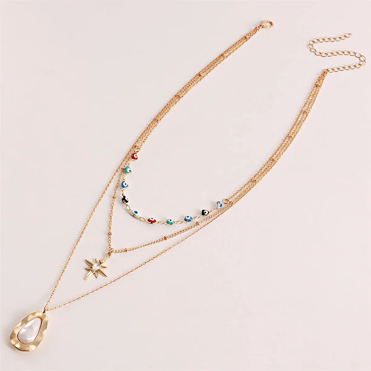 Pearl & Cubic Zirconia Star Pendant Layered Necklace