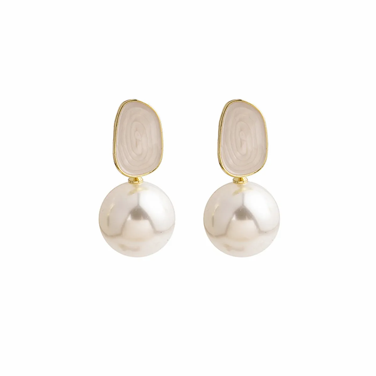 Pearl & Enamel 18K Gold-Plated Abstract Drop Earrings