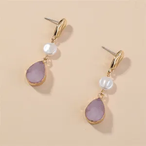 Pearl & Pink Resin 18K Gold-Plated Drop Earrings