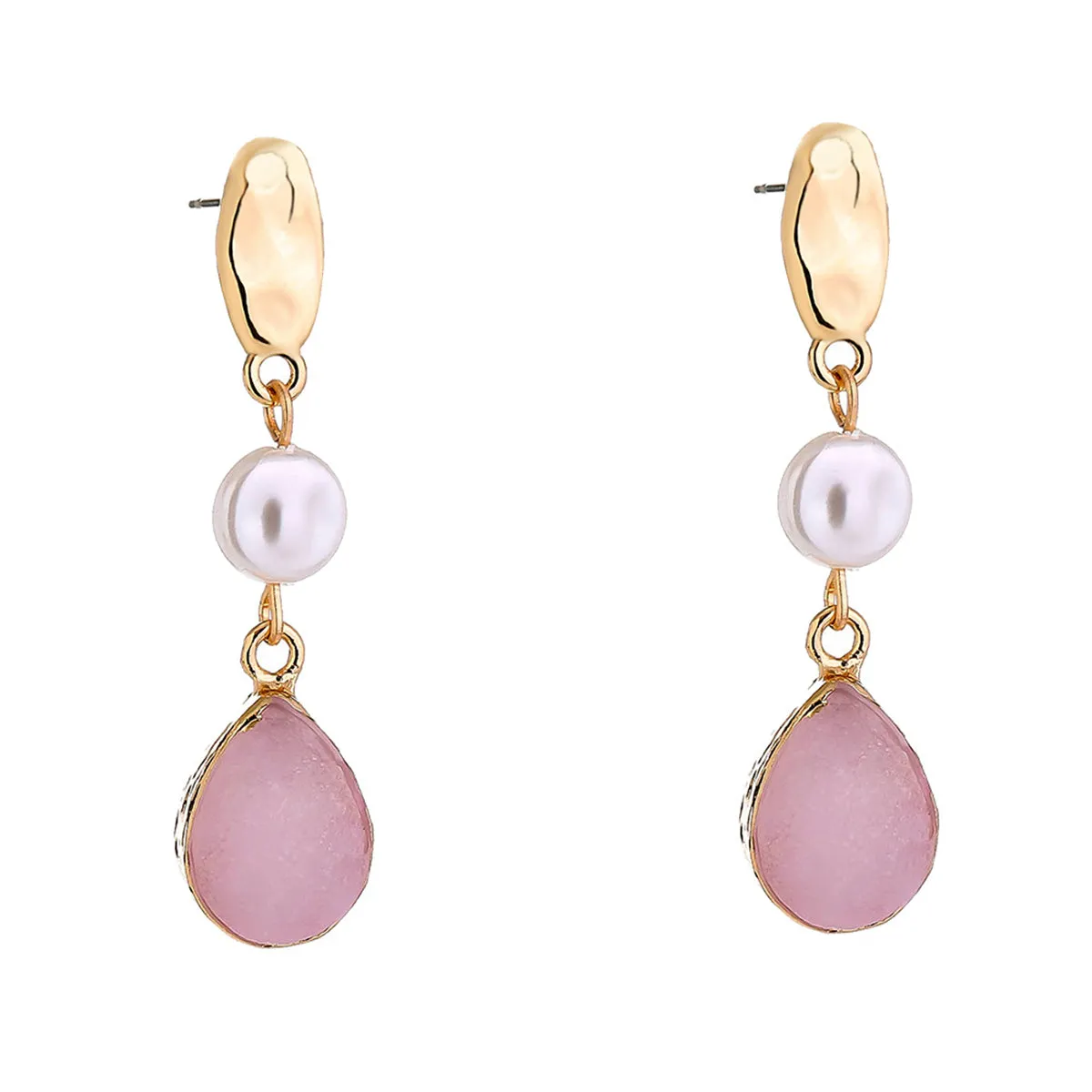 Pearl & Pink Resin 18K Gold-Plated Drop Earrings