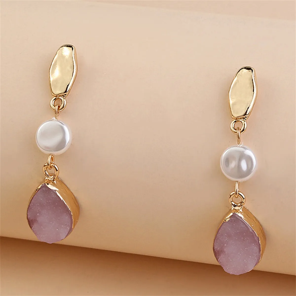 Pearl & Pink Resin 18K Gold-Plated Drop Earrings